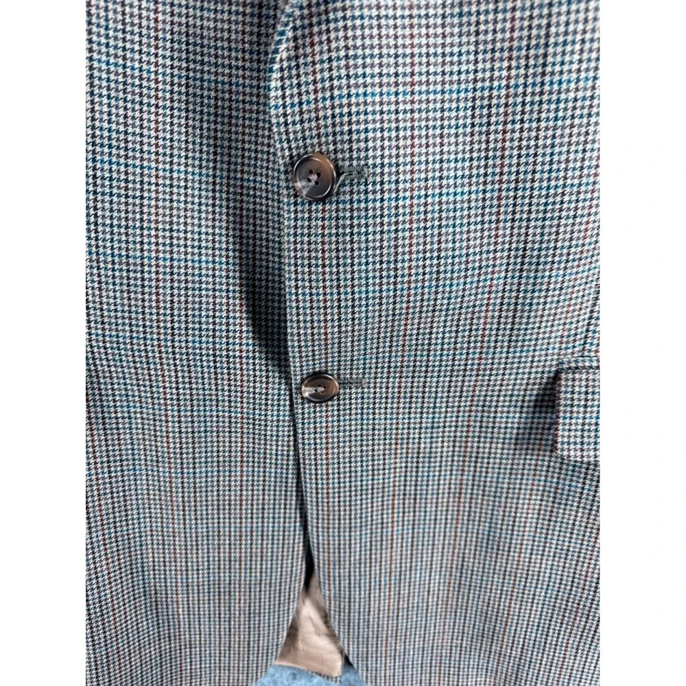 Lauren Ralph Lauren Mens Silk Wool Houndstooth Blazer Sport Coat Made in Canada